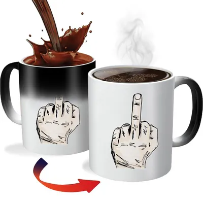 Produktbild von Zaubertasse Farbwechsel Mittelfinger 330ml Keramik