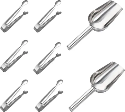 Immagine prodotto di Pinze per zucchero in acciaio inossidabile - Set di 6 pinze per zucchero e 2 cucchiai per gelato - Dolcetti - Bar - Accessori - Pinze per servire - Cucchiai per cubetti di ghiaccio - Feste