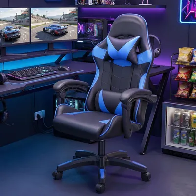 Produktbild von OYAJIA Gaming-Stuhl Gaming Stuhl, Bürostuhl Ergonomisch Wippfunktion bis zu 135° mit Kopfstütze und Lendenkissen, Rückenlehne und Sitzfläche kippbar