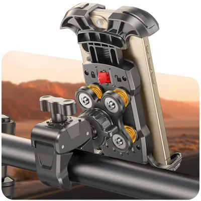 Produktbild von Handyhalterung Fahrrad Motorrad mit Vibrationsdämpfung & Sicherheitsschloss für 4,7-6,9" Smartphones