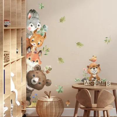 Imagen del producto de Calcomanías autoadhesivas con motivos de animales de la selva, vinilo, 4 diseños, para habitaciones infantiles