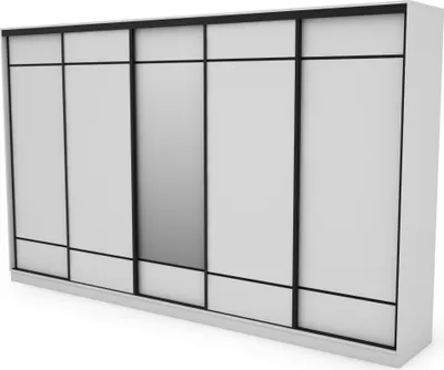 Zdjęcie produktu dla Meblast | szafa 5D/400; biała z 1 lustrem (czarne okucia) - okucia Premium | Elegancka, ponadczasowa