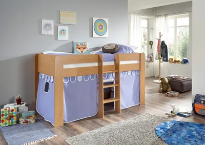 Produktbild von Relita Halbhochbett ANDI Liegefläche 90 x 20 cm Nachbildung natur inkl. Vorhang; BH1684114+TX5002048