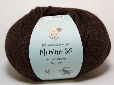 Obrázok produktu pre Merino 50 Art'is Yarn 50 % vlna, 50 %.Polyakryl | farby (530 tmavohnedá)