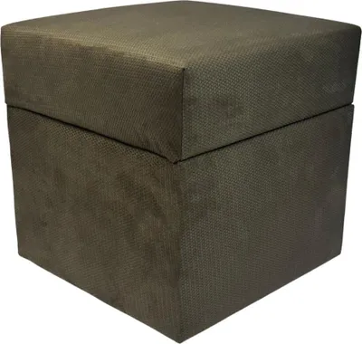 Produktbild von Velours-Hocker MAKALU 40x40 cm quadratisch mit Stauraum – aufklappbarer Polsterhocker aus Plüschstoff mit Paspeln – Dunkelbraun