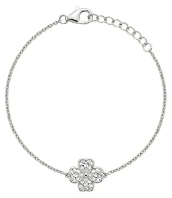 Produktbild von Kleeblatt Armband 925 Sterling Silber Damen Zirkonia vergoldet Glücksbringer Armband filigran elegant  Geschenk Damenarmband