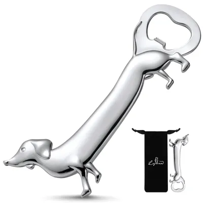 Produktbild von Dackel-Flaschenöffner - Metall-Bieröffner in Hundeform - Küchenzubehör - Silber