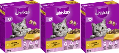 Produktbild von WHISKAS® Karton Trocken 1+ mit Huhn 3 x 800g