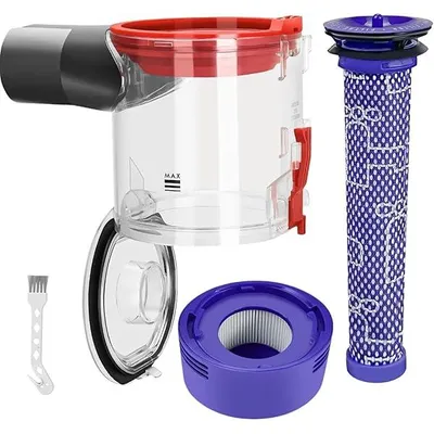 Produktbild von Staubbehälter Ersatz kompatibel mit Dyson V7 V8 SV10 SV11, verbesserter Auffangbehälter mit HEPA Filter & Vorfilter + Reinigungsbürste, Kanister Staubeimer Ersatzteile Teilenummer 967699-01