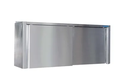 Immagine prodotto di Mobiletto a parete Saro in acciaio inox con 2 ante e 1 ripiano, dimensioni 1800x400x600mm.