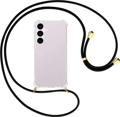 Produktbild von Handykette Backcover-Schutzhülle mit Band (Metall goldfarben) für Samsung Galaxy S24 Plus - schwarz