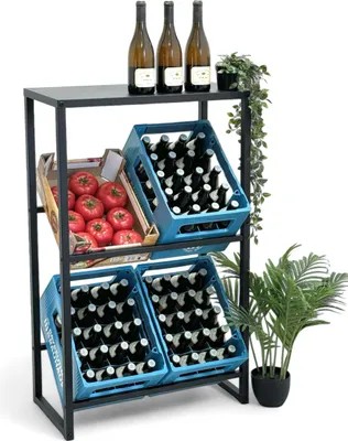 Produktbild von DanDiBo Getränkekistenregal 4 Kisten mit Ablage Schmal Metall Stehend 96547 Getränkekistenhalter 100 cm Getränkekistenständer Flaschenkistenregal