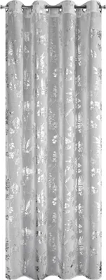 Image de EUROFIRANY  | Rideau - 140 x 250 cm - feuilles argentées - blanc