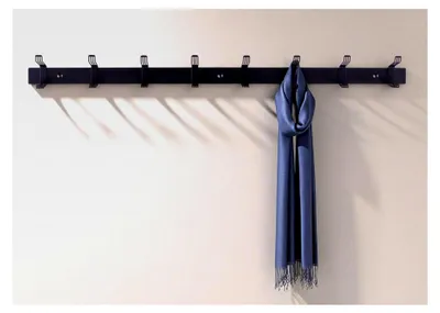 Produktbild von Wandgarderobe aus Edelstahl 80 cm Schwarz matt – Hakenleiste mit 8 Haken – Modern und rostfrei – Garderobe für Flur, Bad und Küche