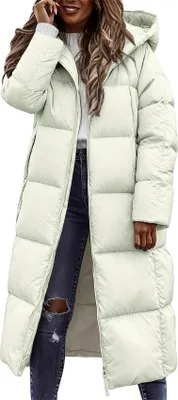 Produktbild von ASKSA Damen Daunenjacke Winter Lang Daunenmantel Steppmantel Warmer Wintermantel Jacken Outdoor Mantel mit Kapuze (Gruen,XL)