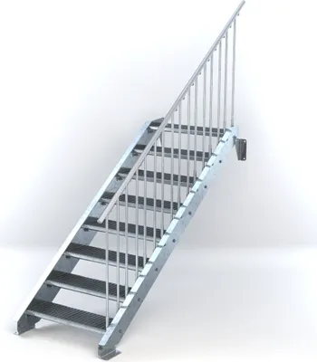 Produktbild von Stahltreppe 8 Stufen bis Höhe 160 cm, Laufbreite : 80 cm Geländer rechts ST 3 (31 / 9 mm schmal)