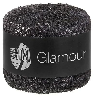 Produktbild von Lana Grossa GLAMOUR 25 g Beilaufgarn mit Pailletten für funkelnde Akzente 115 m Farbe 012 - Anthrazit
