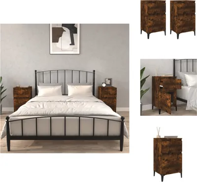 Produktbild von vidaXL Nachttische 2 Stk. Räuchereiche 40x35x70 cm -  Nachttische