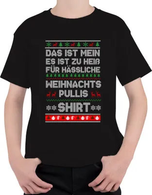 Produktbild von Ugly Christmas Sweater Weihnachtsoutfit - Weihnachten Xmas Christmas Uni Kinder T-Shirt, Schwarz, 140