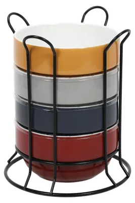 Obrázek produktu pro Keramické mísy, mísy na kovovém stojanu, 500 ml, sada 4