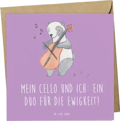 Produktbild von Mr. & Mrs. Panda Grußkarte Cello Duo - Lavendeltraum - Geschenk, anlasskarte, Orchester, Instrument, Klappkarte, Lernen, Musikinstrument, Musik, Solo, doppelkarte