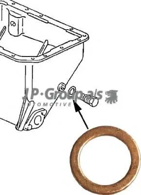 Produktbild von JP GROUP Dichtring Ölablaßschraube 8113850100 für VW Golf IV Schrägheck (1J1) 1,5mm Kupfer 14mm 20mm