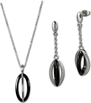 Produktbild von Amello silberfarben schwarz glänzend Damen Sets D2ESSX09S