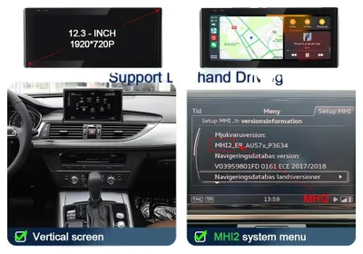 Obrázek produktu pro Multimediální displej, bezdrátové CarPlay, Android Auto, systém HMI2 pro modely A6 a A7, ročníky 2016-2018