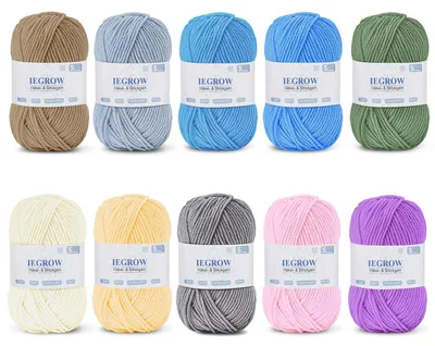 Image de Kit de fil à crochet, 500g (10 pelotes de 50g), acrylique, multicolore, pour aiguilles de 4 à 6 mm