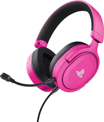 Produktbild von Trust Gaming Headset GXT 498P Forta Oficjalnie licencjonowany zestaw słuchawkowy do PlayStation 5, Sustainable, PS4 / PS5, kabel 1,2 m, odłączany mikrofon, regulowany pałąk, słuchawki nauszne, różowy