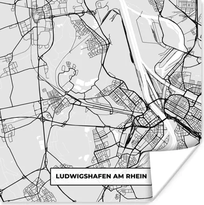 Produktbild von MuchoWow® Poster Karte - Deutschland - Ludwigschafen Am Rhein - Karte - Stadtplan 100x100 cm - Babyzimmer