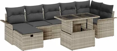 Productafbeelding van Maison Exclusive - Tuinset met 8 delen, tuinstoel, lichtgrijs, polyrotan