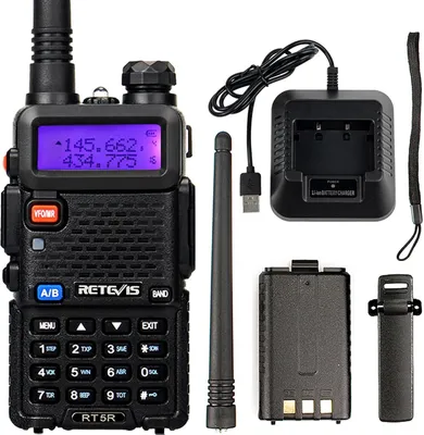 Produktbild von Retevis RT5R Walkie Talkie Dualband, Ham Amateure mit Großer Reichweite, 2m / 70cm USB-Laderadio, Tragbares FM-Radio, 128-Kanal Amateurfunk für Sicherheit, Baustelle, Schule, Unternehmen