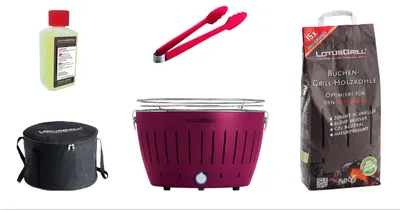 Produktbild von LotusGrill Classic Starter-Set Pflaumenlila – raucharm, komplett & mobil
