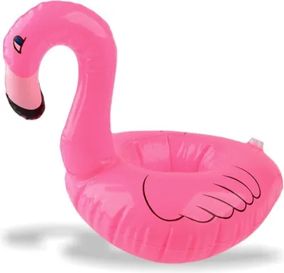 Imagen del producto de Soporte para vasos con forma de flamenco, inflable, juego de 6 unidades, diámetro de 18 cm, para piscina