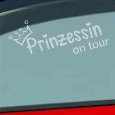 Produktbild von Auto Aufkleber Prinzessin on tour Krone Mädels 20x10 cm Milchglas Sticker Heckscheibenaufkleber