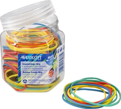 Obrázek produktu pro WESTCOTT E-10581 00 Gumové kroužky WESTCOTT, různé barvy, mix velikostí
