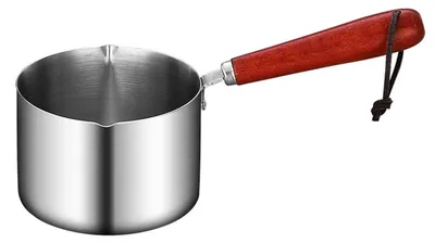 Milchtopf 500 ml Edelstahl mit Holzgriff, Butterwärmer