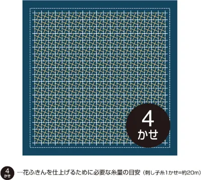 Immagine prodotto di Olympus Kugurizashi Sashiko Sampler (solo tessuto) "Hana Fukin (Navy) Chidori", tessuto stampato, 33x33cm, originale dal Giappone