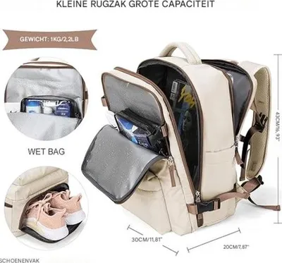 Immagine prodotto di Zaino impermeabile per il bagaglio a mano - con porta USB - formato Easyjet - 40 x 20 x 25 cm
