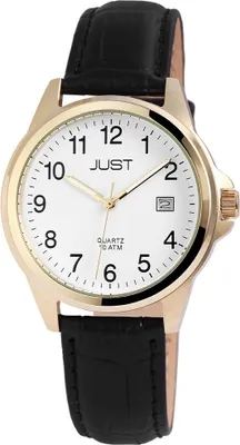 Produktbild von Just "Troy" Echtleder Herrenarmbanduhr, 3-Zeiger, Datumsanzeige