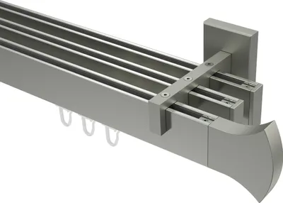 Produktbild von Interdeco Innenlaufstange / Gardinenstange mit Innenlauf Edelstahl-Optik, Typ Smartline Conex (Rundung), 14x35 mm 3-läufig, 320 cm