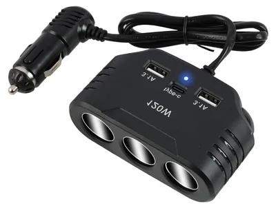 120 W Auto-Adapter 12/24 V, 3 Steckdosen, 2 USB-A + Typ-C