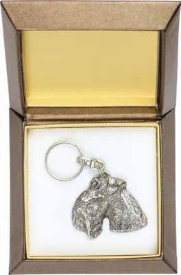 Zdjęcie produktu dla Lakeland Terrier - posrebrzany brelok z psem w pudełku ozdobnym, ozdoba torebki, zawieszka do plecaka marki Art-Dog