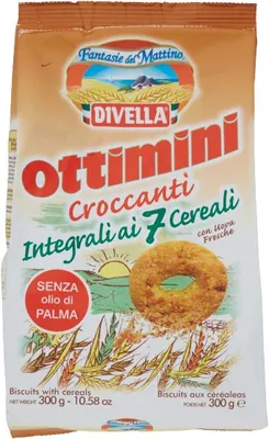 Produktbild von Divella Ottimini Croccanti Integrali ai 7 Cereali, Keks, 300 g, 27 g, 476 kcal, 1983,7 kJ, 8,9 g