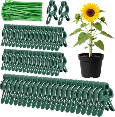 Produktbild von Pflanzenclips und Pflanzenbinder Set, 150-teilig, verschiedene Größen, für die Gartenpflanzenbefestigung
