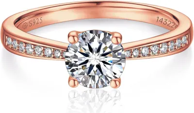 Zdjęcie produktu dla Pierścionek zaręczynowy MomentWish Ladies 1 Carat Moissanite Diamond 925 Silver VVS1 D Colour Rose