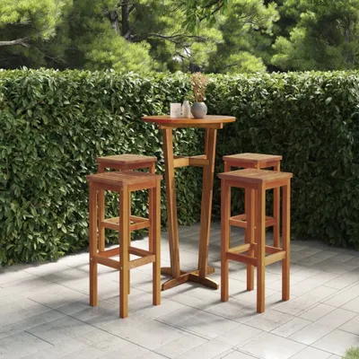 Image de The Living Store Tabourets de bar 4 pcs. Bois massif d'acacia