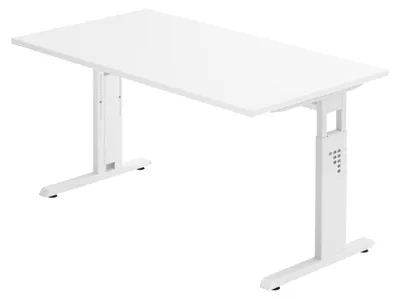 Produktbild von bümö Schreibtisch Serie-O - Nachbildung: Weiß, Gestell: Weiß, Größe:  140 x 80 cm