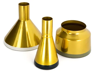 Immagine prodotto di Set 3 Vasi Decorativi Culture in Acciaio Oro e Multicolor
